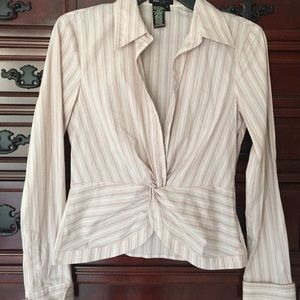 BCBG light pink and blue striped blouse